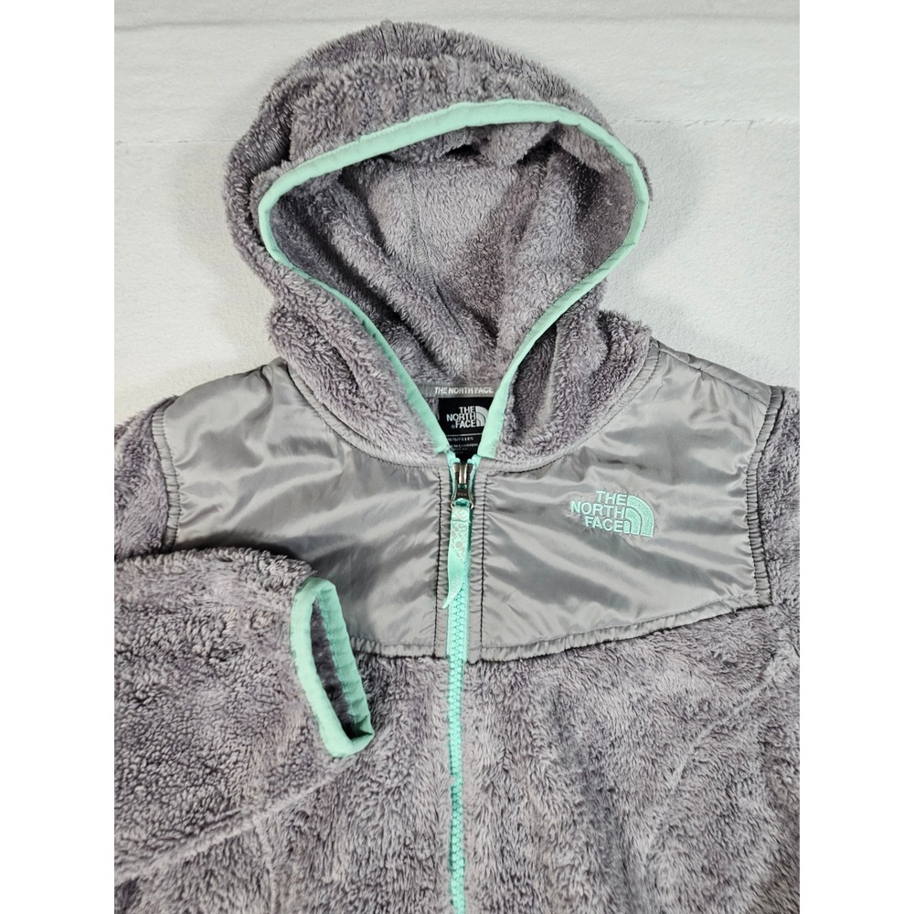 The North Face Girls Gray Osito Hybrid Full Zip Fleece Hoodie Jacket Large 14/16